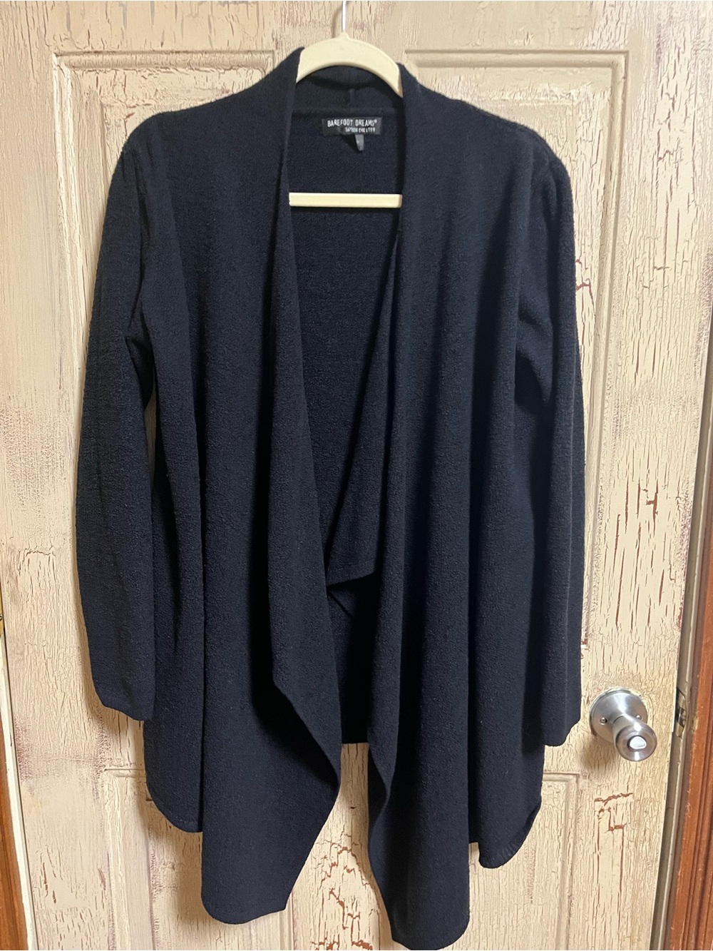 Barefoot Dreams  Black Draped Open-Front Women's Sweater Cardigan